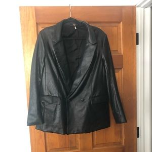 Free People Vegan leather Blazer - black